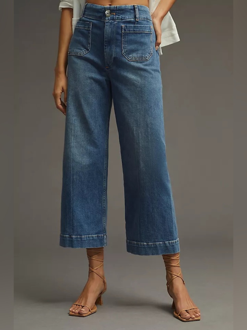 Pilcro Straight-Leg Crop Jeans in Medium Blue